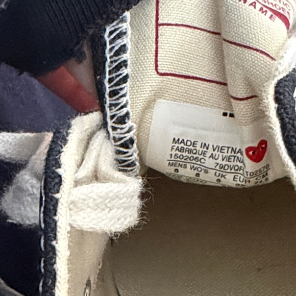 Converse + Chuck Taylor Black and White Sneakers with Red Heart - Picture 5 of 5